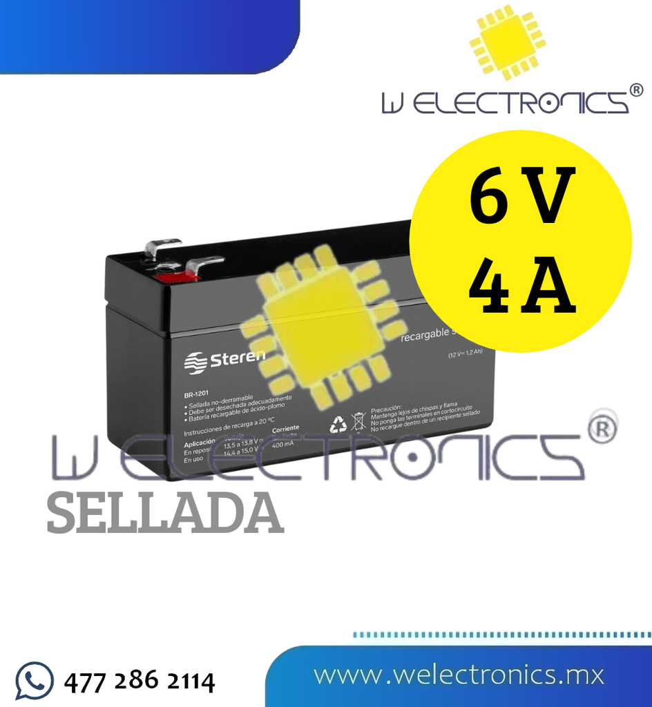 BATERIA RECARGABLE SELLADA 6V 4A