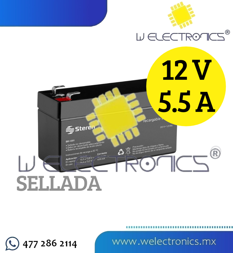 BATERIA RECARGABLE SELLADA 12V 5.5A