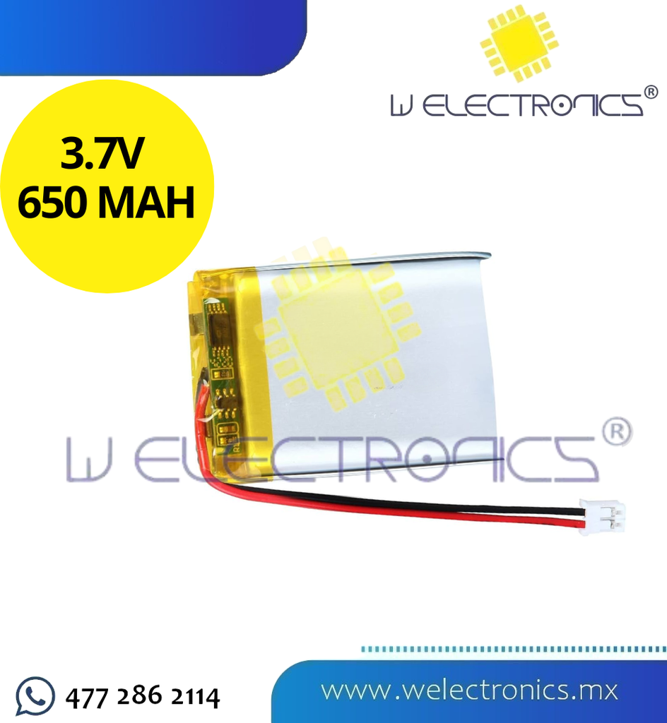 BATERIA RECARGABLE DE LITIO 3.7V 650 MAH