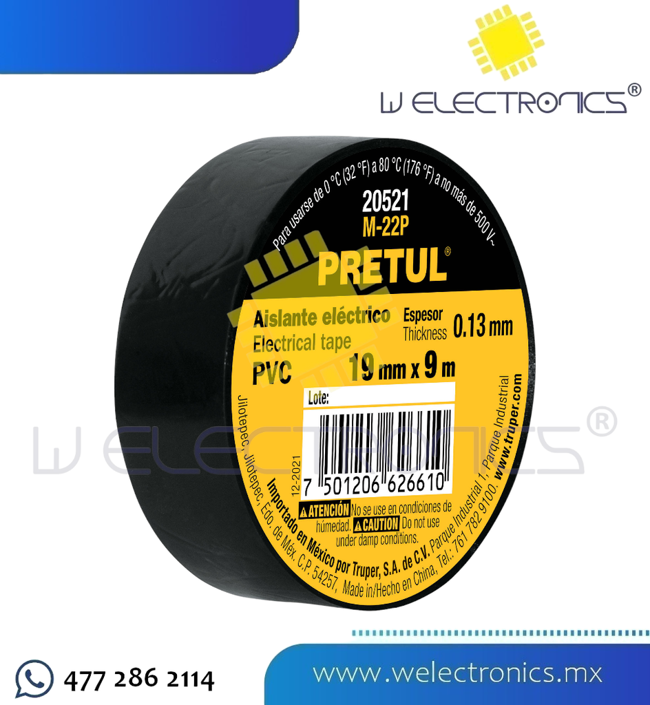 CINTA DE AISLAR NEGRA 19MM X 9M