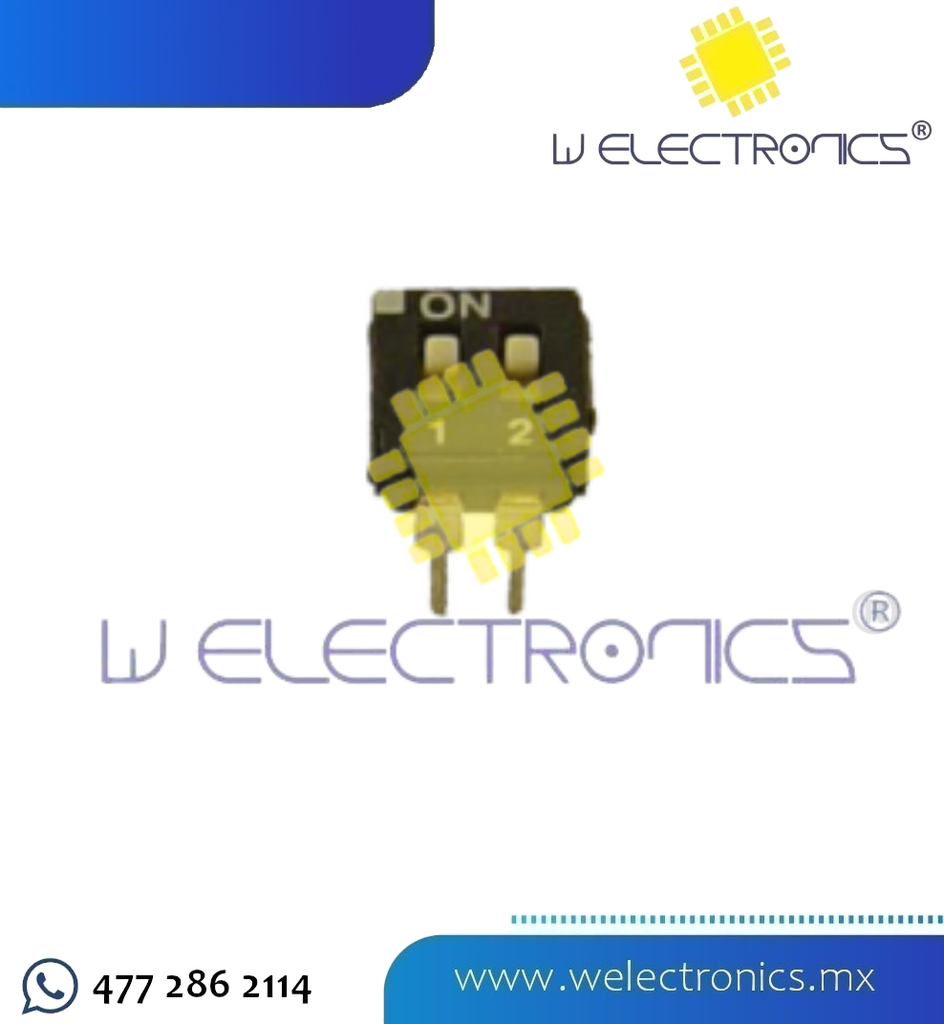 DIP SWITCH DE 2 INTERRUPTORES NEGRO