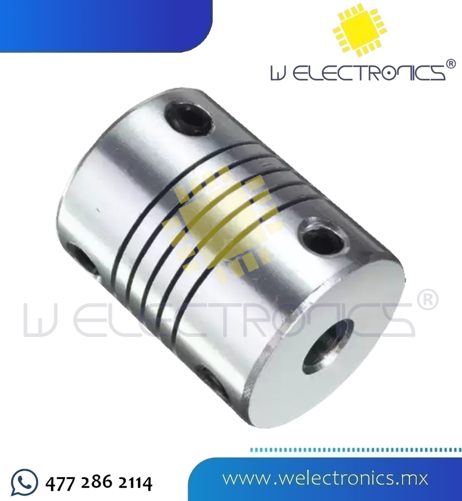 COPLE FLEXIBLE PARA MOTOR 25MM - EJE 5MM