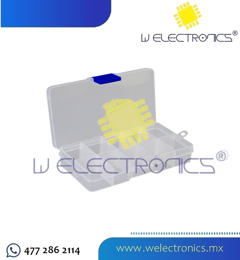 CAJA DE PLASTICO 10 COMPARTIMENTOS 12.6X6.4X2.1