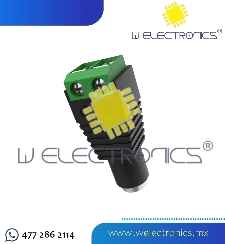 CONECTOR H-M PARA FUENTE ATORNILLABLE 2,1MM A 2 TERMINALES