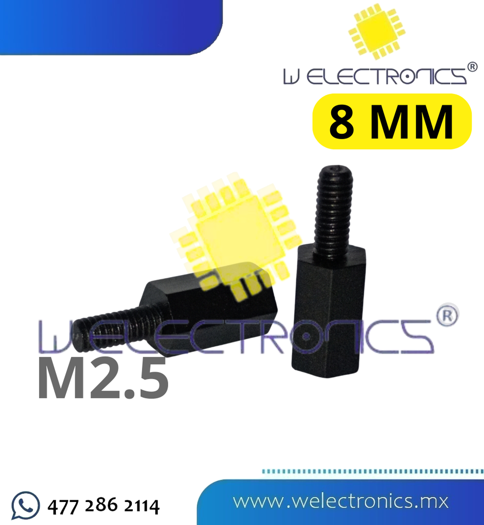 2 SEPARADOR DE PLASTICO M2.5 MACHO-HEMBRA (8 MM