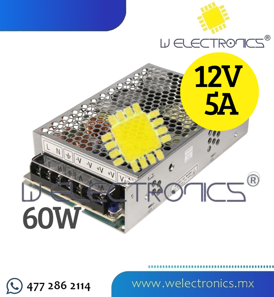 FUENTE DE ALIMENTACION CA/CC 12V 5A 60W