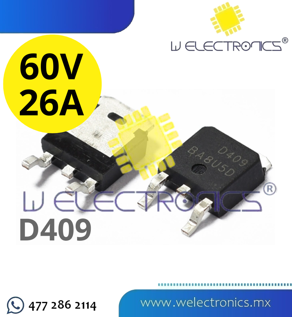 MOSFET CANAL P AOD409 60V 26A SOT252