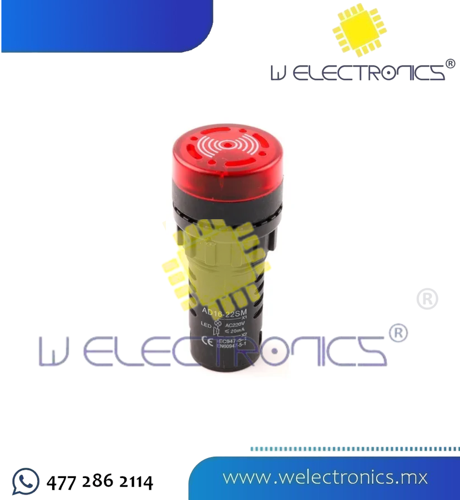 INDICADOR BUZZER LED INDUSTRIAL ROJO 22MM 110V