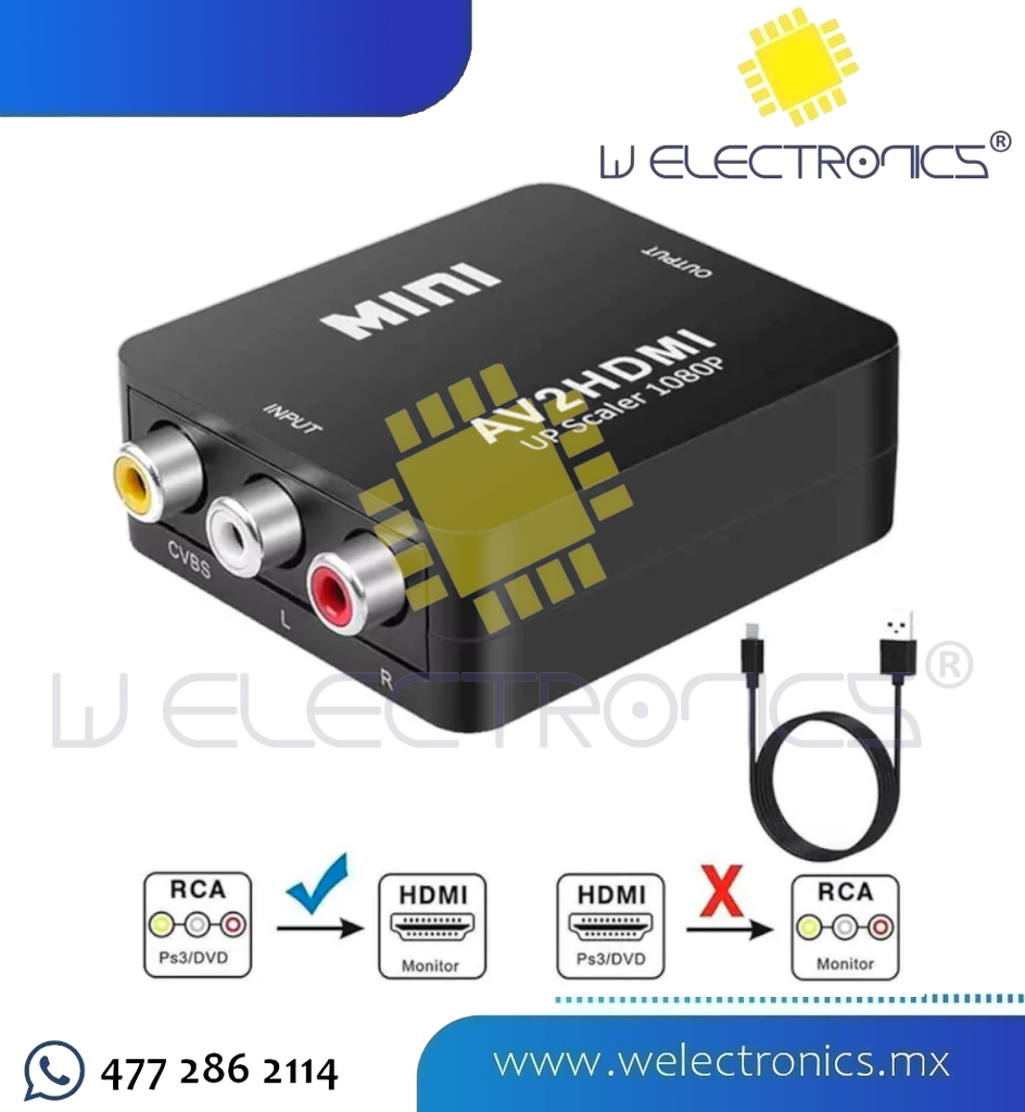 ADAPTADOR CONVERTIDOR DE SEnAL RCA-HDMI