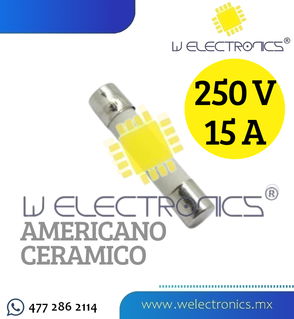 FUSIBLE TIPO AMERICANO CERAMICO 15A 250V