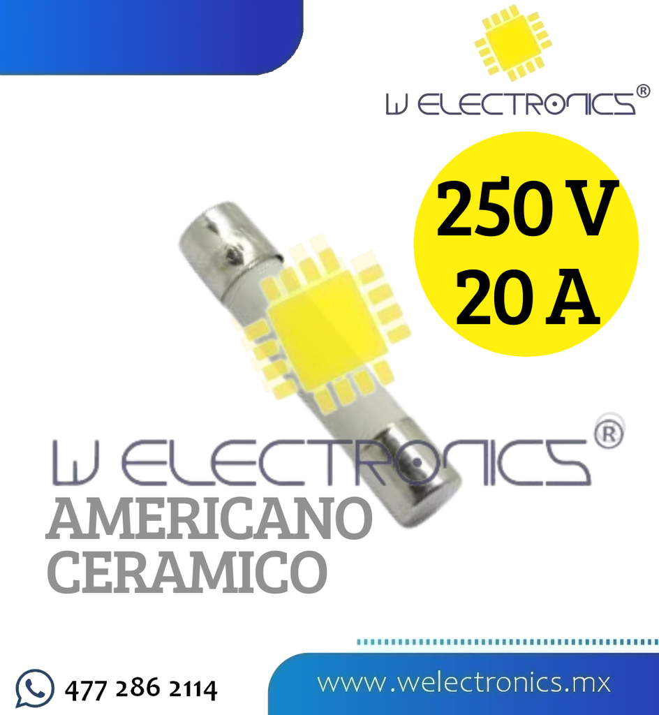 FUSIBLE TIPO AMERICANO CERAMICO 20A 250V