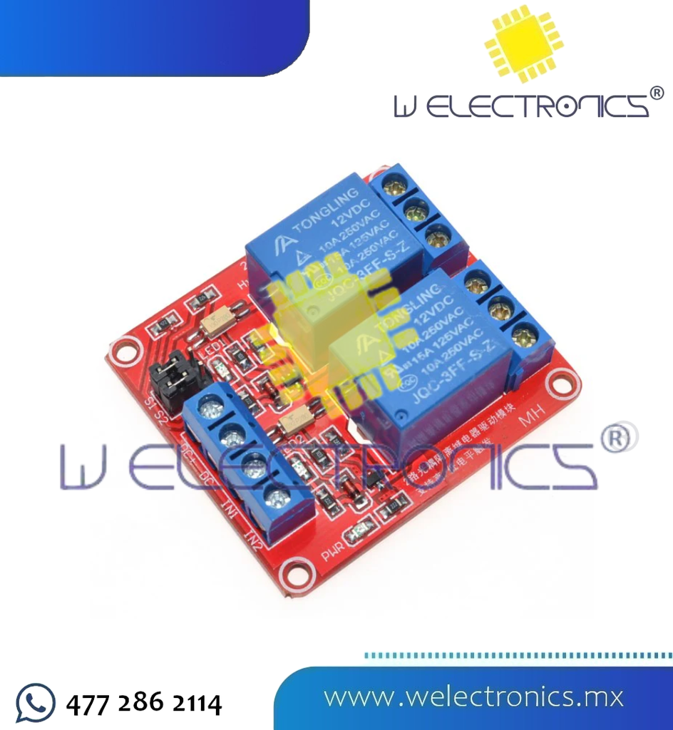MODULO DE 2 RELEVADOR 12V DC