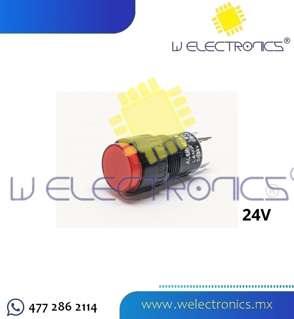 BOTON PULSADOR MOMENTANEO LED VERDE 24VDC 16MM