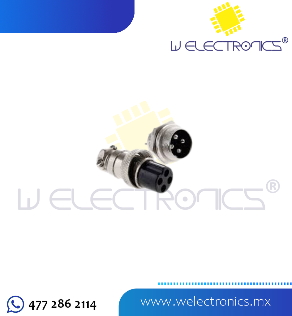 CONECTOR MEDIANO PARA MICROFONO MACHO-HEMBRA 4 PINES