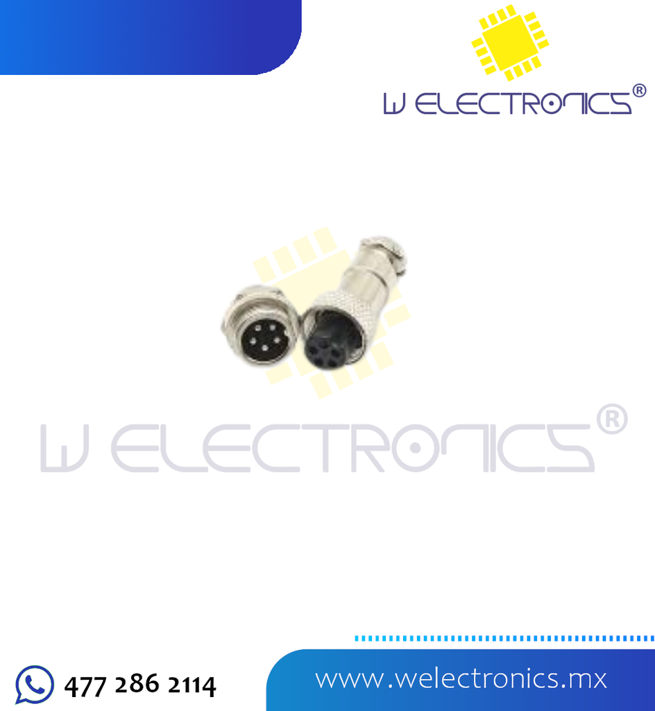 CONECTOR GRANDE PARA MICROFONO MACHO-HEMBRA 5PINES