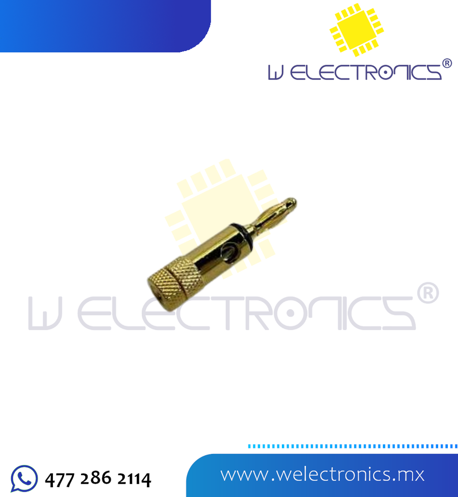 PLUG BANANA COLOR NEGRO CON CONECTOR DORADO