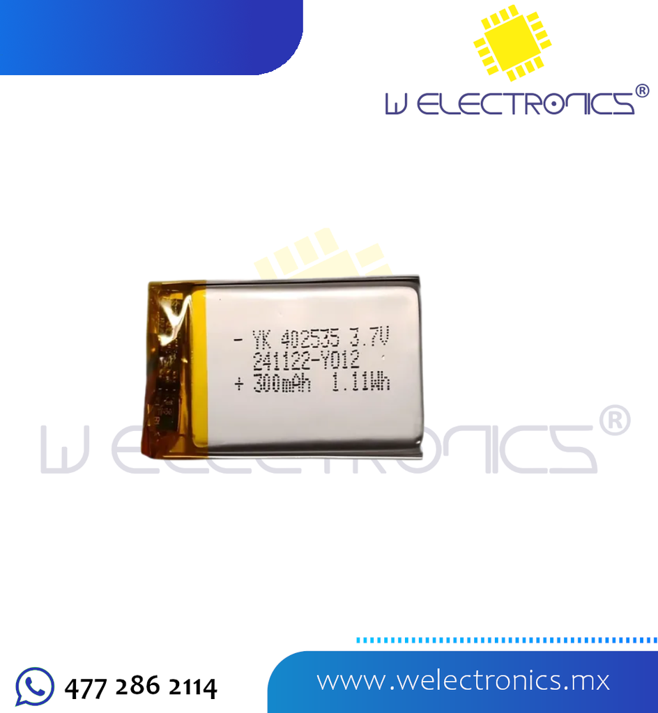 BATERIA RECARGABLE DE LITIO 3.7V 300 MAH
