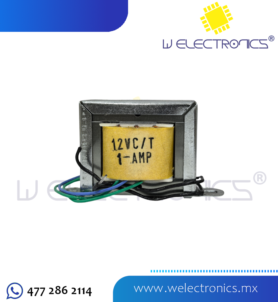TRANSFORMADOR DE VOLTAJE 12VAC 1A CON TAP CENTRAL 220V