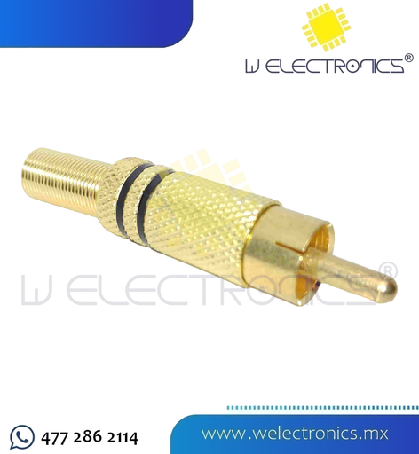 [705-822] PLUG RCA METALICO ORO FRANJA NEGRA C/RESORTE