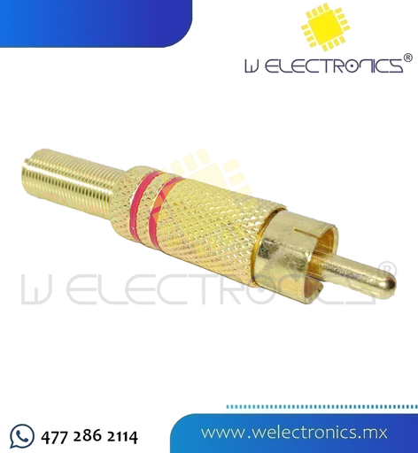 [705-826] PLUG RCA METALICO ORO FRANJA ROJO C/RESORTE