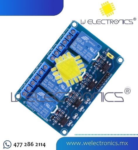 [MOD0026] MODULO DE 4 RELEVADORES 5V DC