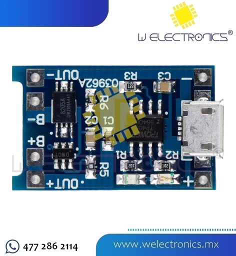 [MOD0068] MODULO MICRO USB C/PROTECCION CARGA BATERIA LITIO