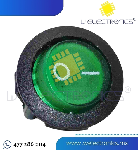 [835-102] SWITCH BALANCIN C/PILOTO 3P 13A 125V VERDE