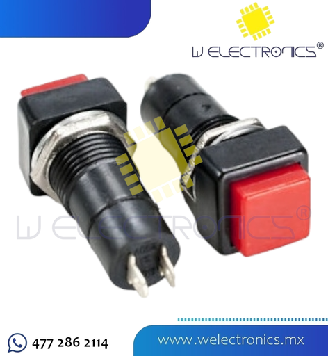 [835-155] SWITCH CUADRADO BOTON ROJO NORMALMENTE ABIERTO 3-6