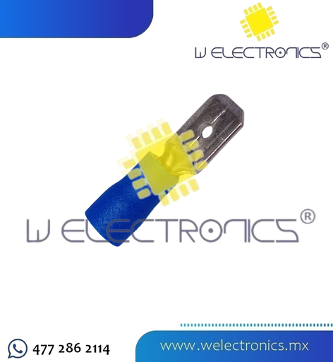 [520-835] TERMINAL T/FASTON 3/16" MACHO FORRO AZUL CAL.14-16
