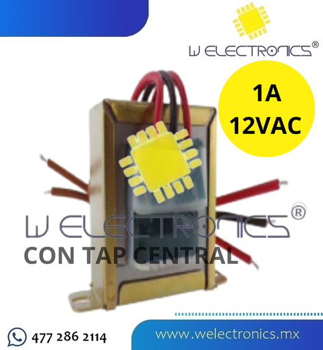 [260-547] TRANSFORMADOR DE VOLTAJE 12VAC 1A CON TAP CENTRAL