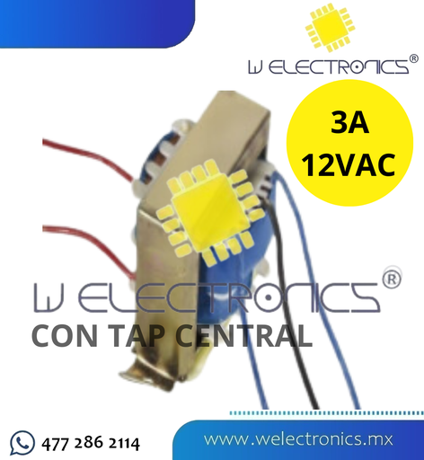 [260-552] TRANSFORMADOR DE VOLTAJE 12VAC 3A CON TAP CENTRAL
