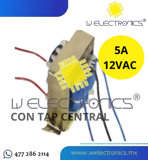 [260-554] TRANSFORMADOR DE VOLTAJE 12VAC 5A CON TAP CENTRAL