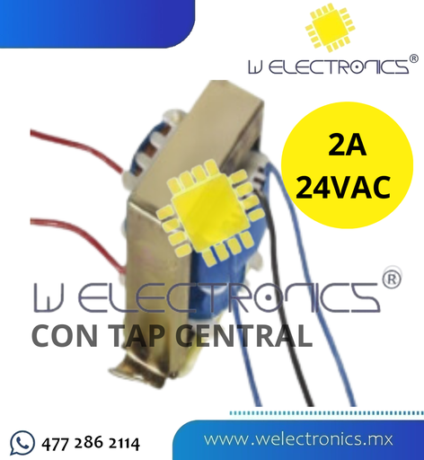 [260-621] TRANSFORMADOR DE VOLTAJE 24VAC 2A CON TAP CENTRAL