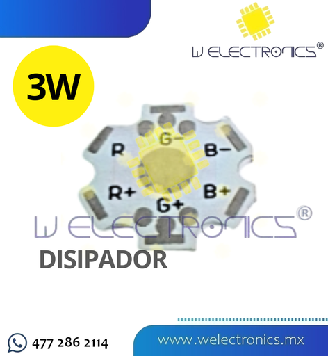 [SMD3W15] DISIPADOR P/LED SMD RGB 3W 6 PINES