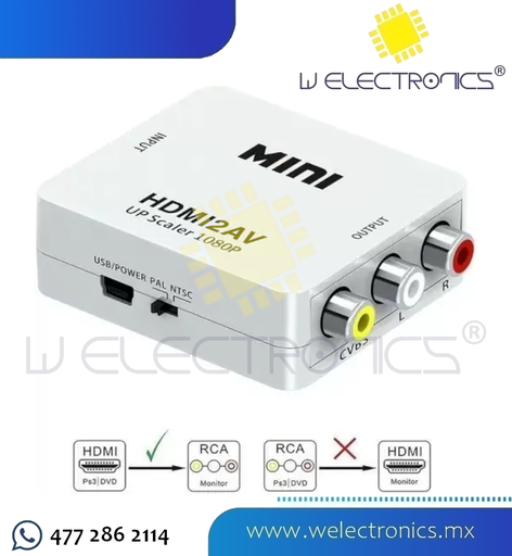 [ADAP-02] ADAPTADOR CONVERTIDOR DE SEÑAL HDMI - RCA