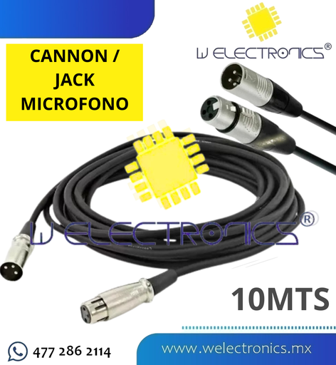 [080-835] CABLE DE AUDIO C/PLUG TIPO CANNON A JACK P/MICROFONO 10MTS