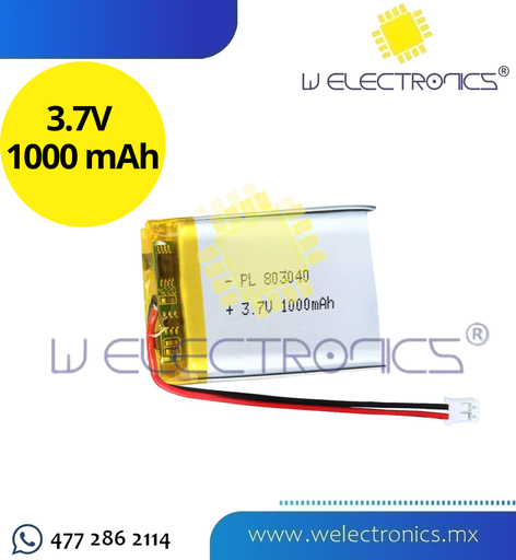 [660-478] BATERIA RECARGABLE DE LITIO 3.7V 1000 MAH