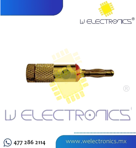 [705-746] PLUG  BANANA COLOR ROJO CON CONECTOR DORADO