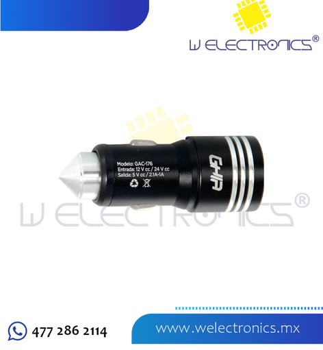 [AC-7348] CARGADOR PARA AUTO GHIA 2 PUERTOS USB