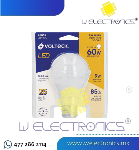 [46859] LÁMPARA LED FOCO 9W LUZ CÁLIDA