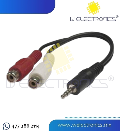 [080-217] CABLE PARA AUDIO "Y" 2 JACK RCA 1PL 3.5ST 15 CM