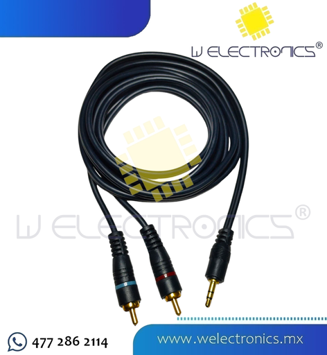 [081-125] CABLE Y DE USO RUDO 2 PLUG RCA - 1 PLUG RCA 3.5 ES