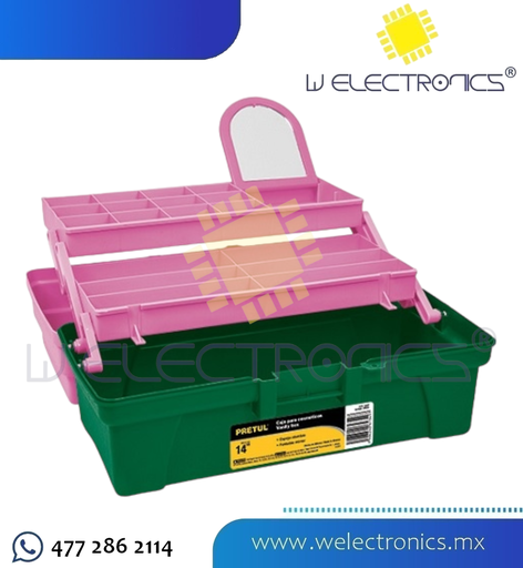 [20535] CAJA COSMETIQUERA 14 VERDE PRETUL