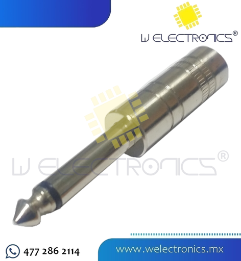 [705-029] ADAPTADOR 1 JACK RCA A 1 PL 6.3 MONO METALICO